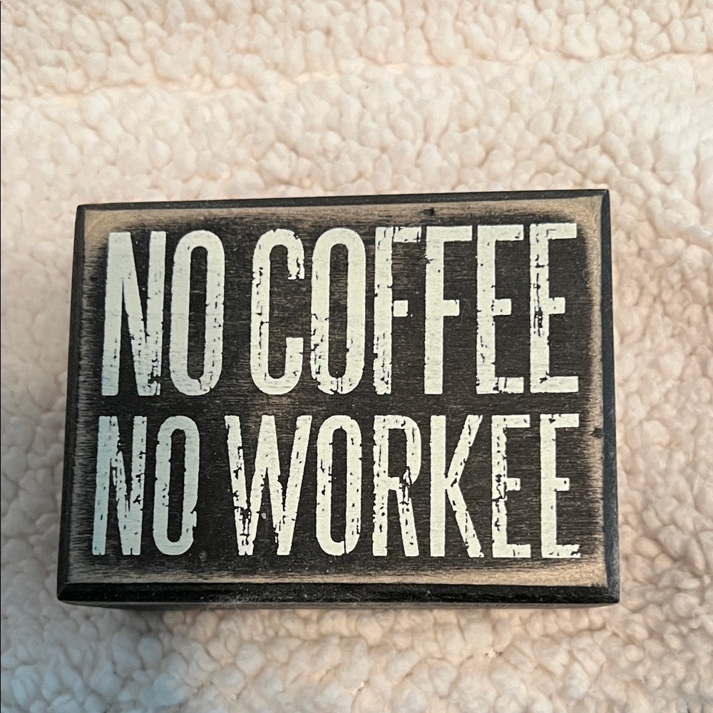 Primitive Black Wood Box Sign with White Label Accent